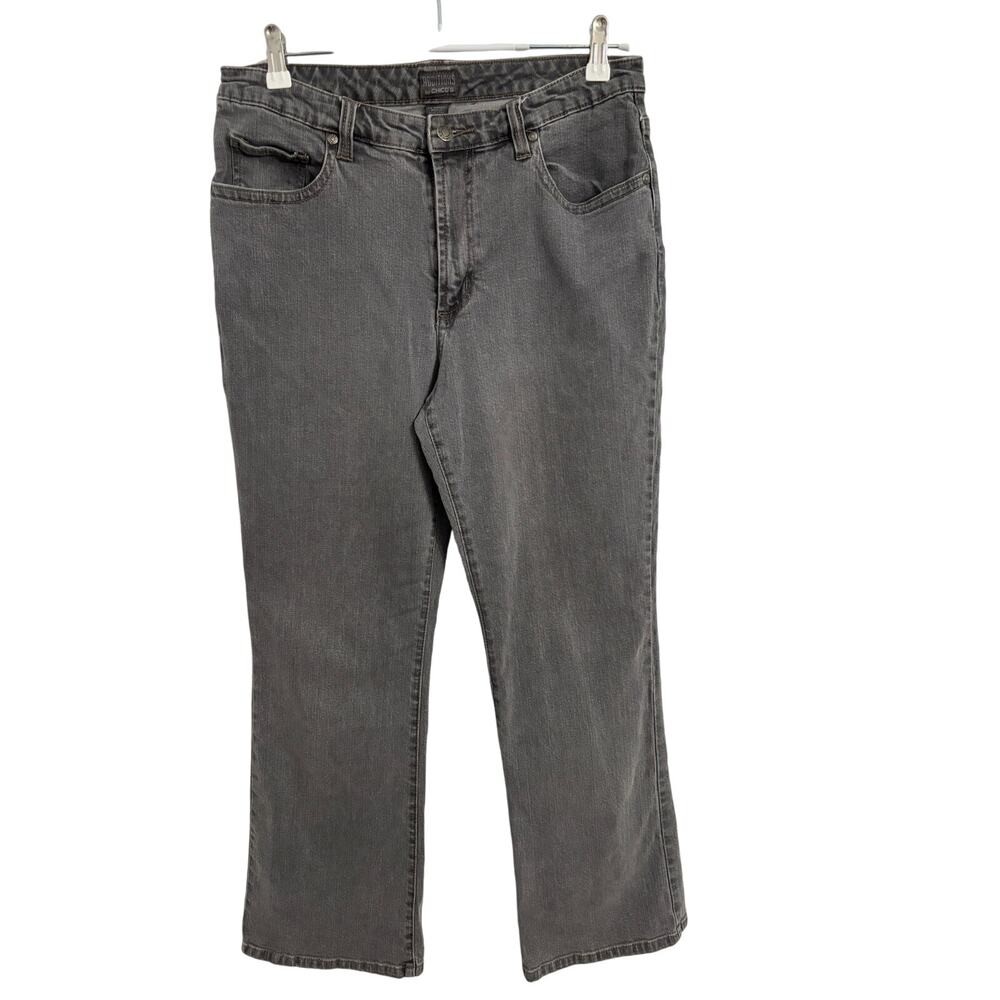 Chico's Womens 2S US L/12 Classic Gray Stretch Denim Jeans Western Cowgirl Ranch